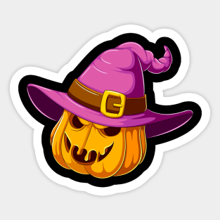 Halloween pumpkin with witch hat Sticker